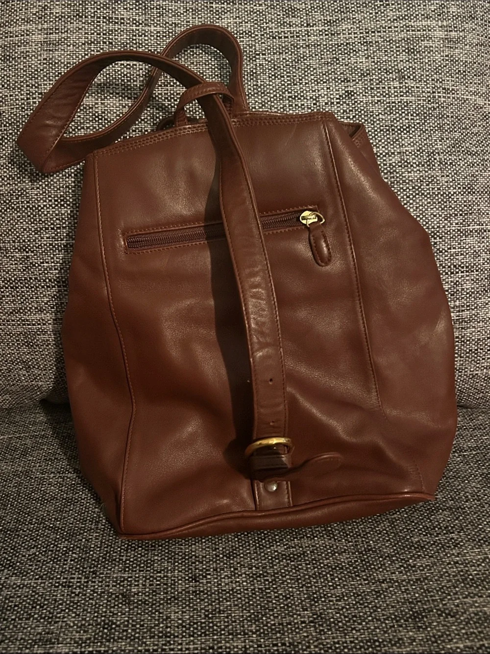 Liz Claiborne Brown Leather Drawstring Bucket Bag